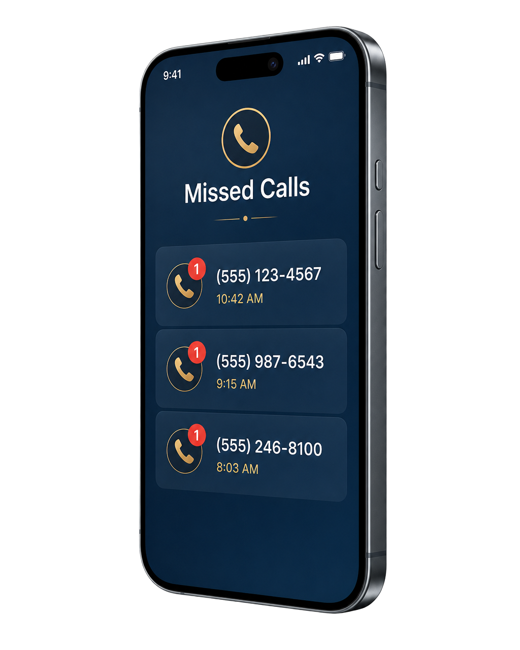 Smartphone lock screen showing 3 missed calls